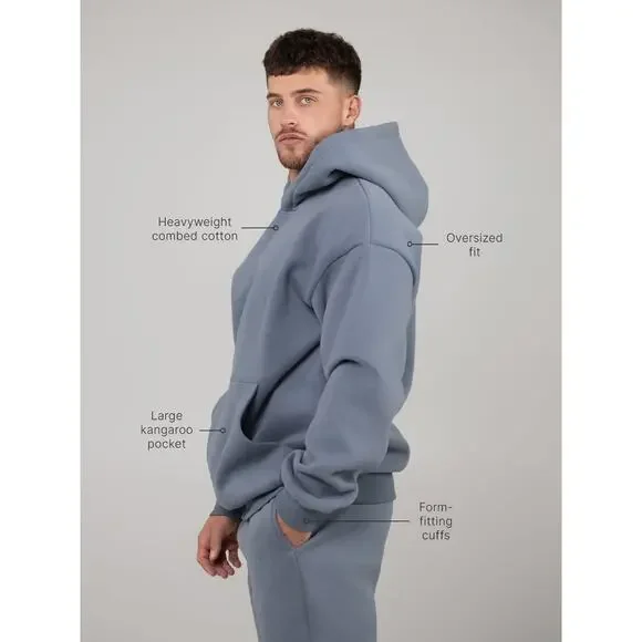 COMFRT M Slate Blu Soft Kangaroo Pocket Oversized Weighted Anti Anxiety Heavy - Picture 2 of 11